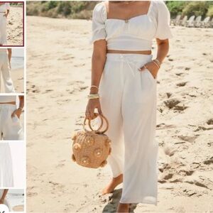 Abercrombie and Fitch crinkle textured outfit in white